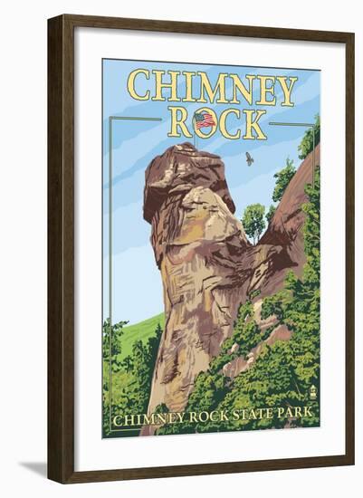 Chimney Rock State Park, North Carolina-Lantern Press-Framed Art Print