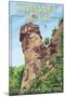 Chimney Rock State Park, North Carolina-Lantern Press-Mounted Art Print