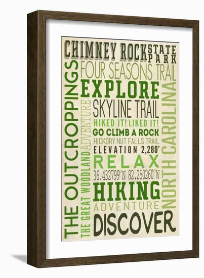 Chimney Rock State Park, North Carolina-Lantern Press-Framed Art Print