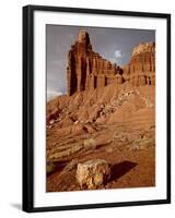 Chimney Rock With Storm Clouds, Capitol Reef National Park, Utah, USA-null-Framed Photographic Print