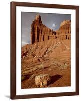 Chimney Rock With Storm Clouds, Capitol Reef National Park, Utah, USA-null-Framed Photographic Print