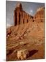 Chimney Rock With Storm Clouds, Capitol Reef National Park, Utah, USA-null-Mounted Photographic Print