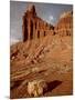 Chimney Rock With Storm Clouds, Capitol Reef National Park, Utah, USA-null-Mounted Photographic Print