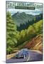 Chimney Tops and Road - Great Smoky Mountains National Park, TN-null-Mounted Poster