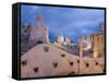 Chimneys and Rooftop, Casa Mila, La Pedrera in the Evening, Barcelona, Catalonia, Spain, Europe-Martin Child-Framed Stretched Canvas