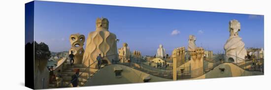 Chimneys on the Roof of a Building, Casa Mila, Barcelona, Catalonia, Spain-null-Stretched Canvas