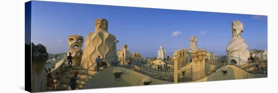 Chimneys on the Roof of a Building, Casa Mila, Barcelona, Catalonia, Spain-null-Stretched Canvas