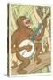 Chimp Playing Banjo-null-Stretched Canvas