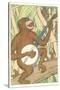 Chimp Playing Banjo-null-Stretched Canvas