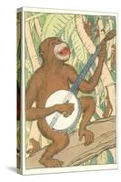 Chimp Playing Banjo-null-Stretched Canvas