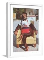 Chimp Sitting in Armchair-null-Framed Art Print