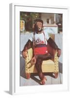 Chimp Sitting in Armchair-null-Framed Art Print