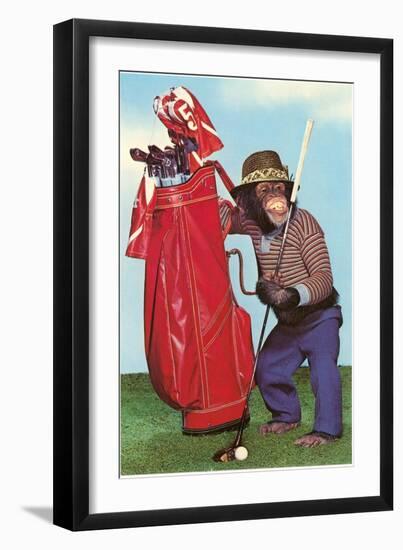 Chimp with Golf Bag-null-Framed Art Print