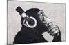 Chimp with Headphones on Wall-Trends International-Mounted Poster