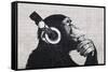 Chimp with Headphones on Wall-Trends International-Framed Stretched Canvas