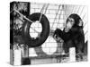Chimp with Tyre-null-Stretched Canvas