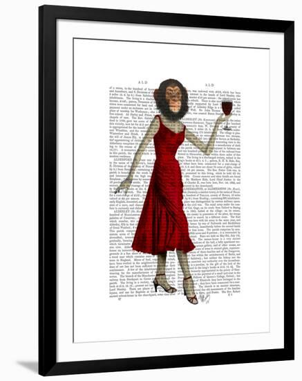 Chimp with Wine-Fab Funky-Framed Art Print