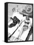 Chimpanzee and a Woman Sunbathing-null-Framed Stretched Canvas