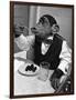 Chimpanzee Dining at a Table-null-Framed Photographic Print