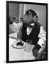 Chimpanzee Dining at a Table-null-Framed Photographic Print