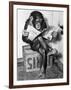 Chimpanzee Reading Newspaper-Bettmann-Framed Photographic Print