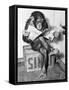 Chimpanzee Reading Newspaper-Bettmann-Framed Stretched Canvas