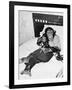 Chimpanzee Sitting in Bed on the Telephone and Smoking a Cigar-null-Framed Photo