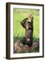 Chimpanzee Smashing Rocks-DLILLC-Framed Photographic Print