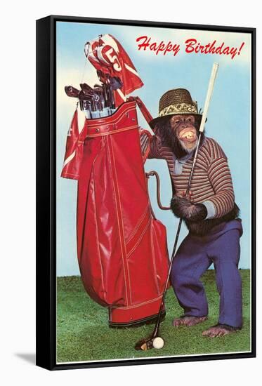 Chimpanzee with Golf Bag-null-Framed Stretched Canvas