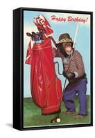 Chimpanzee with Golf Bag-null-Framed Stretched Canvas