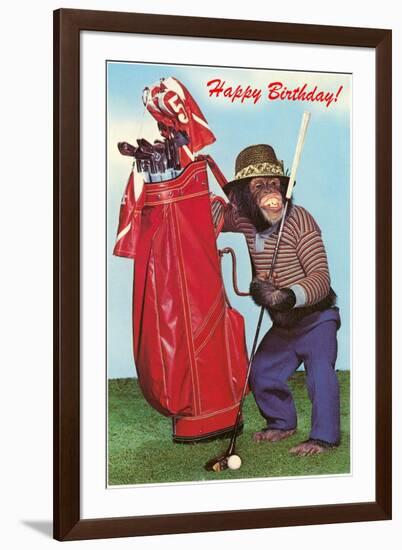 Chimpanzee with Golf Bag-null-Framed Art Print