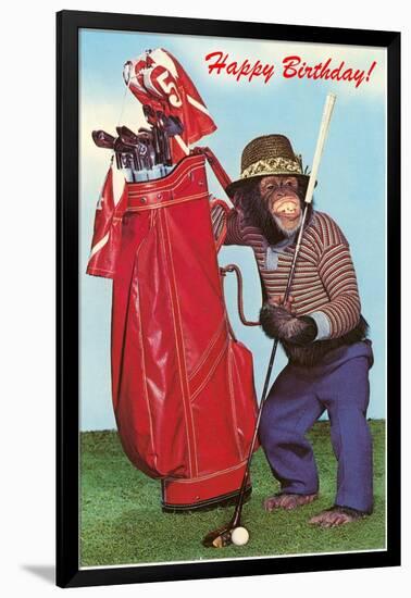 Chimpanzee with Golf Bag-null-Framed Art Print