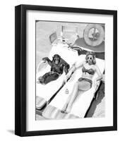 Chimpanzee & Woman Sunbathing-null-Framed Premium Giclee Print