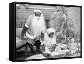 Chimpanzees Celebrating Christmas-null-Framed Stretched Canvas