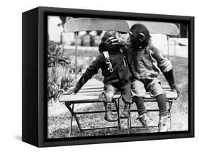 Chimpanzees Embracing-null-Framed Stretched Canvas