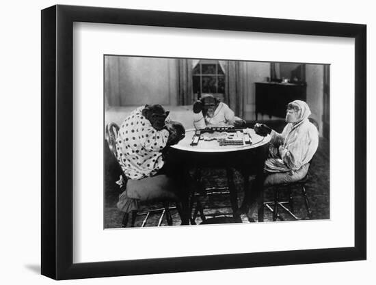 Chimpanzees Play Mahjong-null-Framed Photographic Print