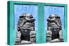 China 10MKm2 Collection - Asian Sculpture with two Lions-Philippe Hugonnard-Stretched Canvas