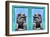 China 10MKm2 Collection - Asian Sculpture with two Lions-Philippe Hugonnard-Framed Photographic Print