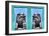 China 10MKm2 Collection - Asian Sculpture with two Lions-Philippe Hugonnard-Framed Photographic Print