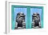 China 10MKm2 Collection - Asian Sculpture with two Lions-Philippe Hugonnard-Framed Photographic Print