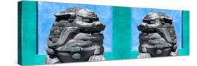 China 10MKm2 Collection - Asian Sculpture with two Lions-Philippe Hugonnard-Stretched Canvas