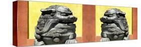 China 10MKm2 Collection - Asian Sculpture with two Lions-Philippe Hugonnard-Stretched Canvas