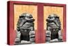 China 10MKm2 Collection - Asian Sculpture with two Lions-Philippe Hugonnard-Stretched Canvas