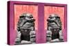 China 10MKm2 Collection - Asian Sculpture with two Lions-Philippe Hugonnard-Stretched Canvas