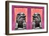 China 10MKm2 Collection - Asian Sculpture with two Lions-Philippe Hugonnard-Framed Photographic Print