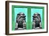 China 10MKm2 Collection - Asian Sculpture with two Lions-Philippe Hugonnard-Framed Photographic Print