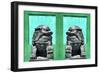 China 10MKm2 Collection - Asian Sculpture with two Lions-Philippe Hugonnard-Framed Photographic Print