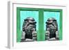 China 10MKm2 Collection - Asian Sculpture with two Lions-Philippe Hugonnard-Framed Photographic Print