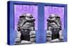 China 10MKm2 Collection - Asian Sculpture with two Lions-Philippe Hugonnard-Stretched Canvas