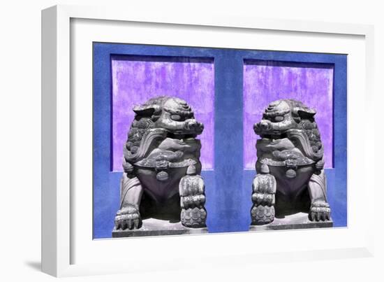 China 10MKm2 Collection - Asian Sculpture with two Lions-Philippe Hugonnard-Framed Photographic Print